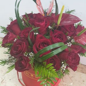 Red flower box